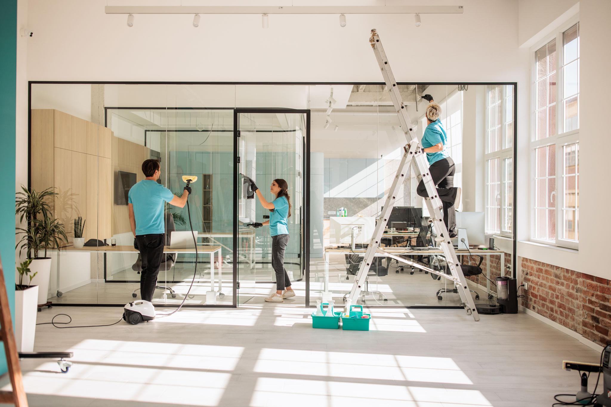 Professional cleaner performing residential cleaning services